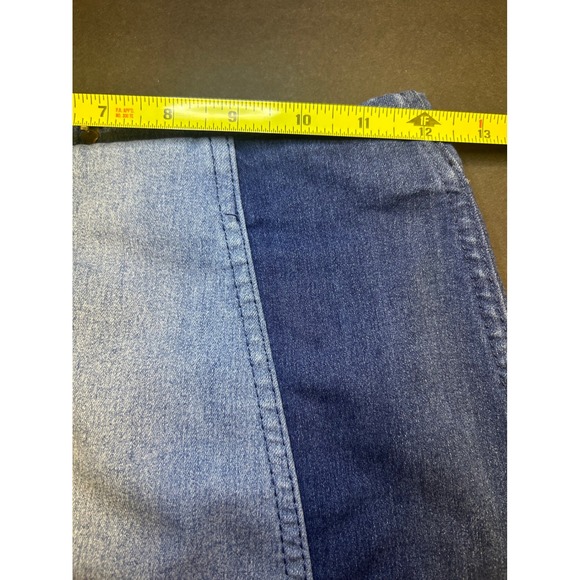 Free‎ People Modern Femme Two Tone Denim Mini Pencil Skirt Size 2 Blue - Picture 4 of 12